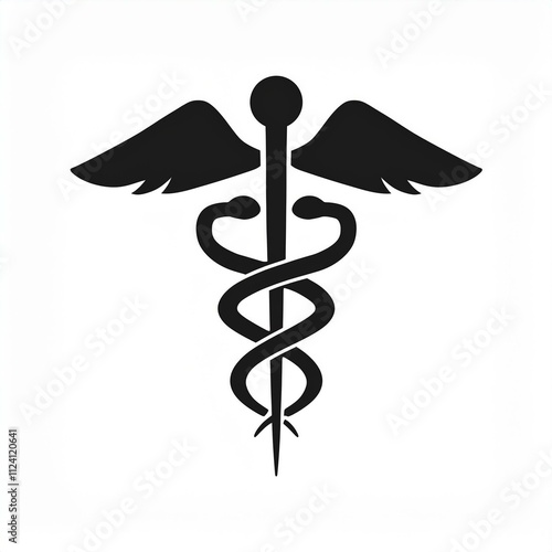 caduceus black icon silhouette symbol medical Generated image photo