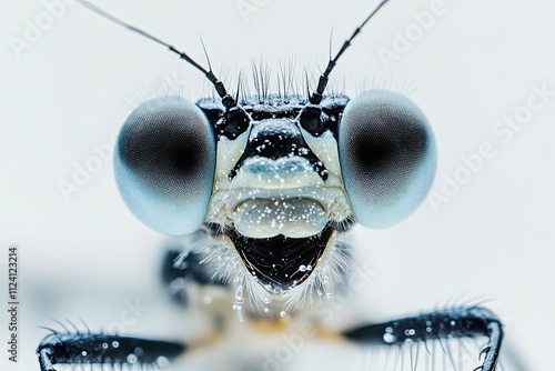 Macro photo of a dragonfly isolated on white photo