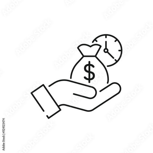 easy instant credit, loan payment, fast money icon, finance thin line symbol for web and mobile phone on white background - editable stroke vector illustration eps 10