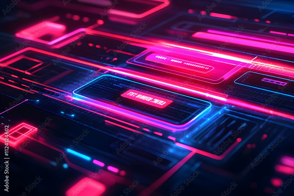 Abstract Neon Circuits Flow Dynamically Abstract Neon Circuits Flow Dynamically
