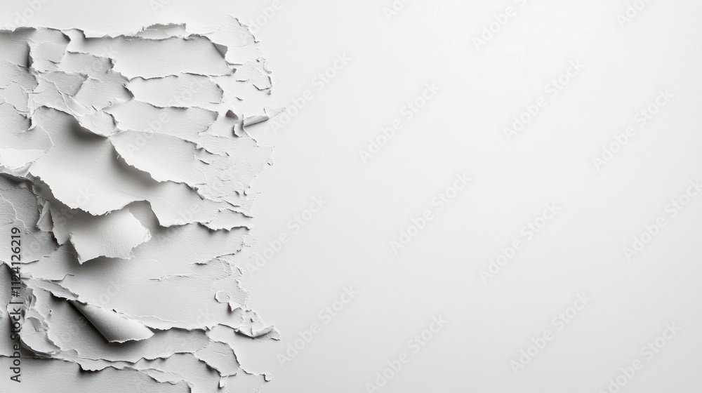 Torn white paper revealing a smooth surface beneath, creating a textured visual contrast. Torn white paper revealing a smooth surface beneath, creating a textured visual contrast.