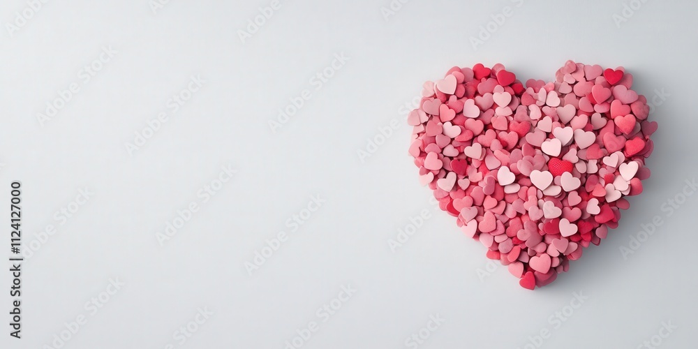 Colorful Heart Shape Created with Small Paper Hearts on White Background Colorful Heart Shape Created with Small Paper Hearts on White Background
