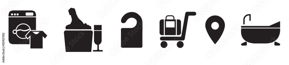 Hotel related icons. Hotel related vector illustration icon set Hotel related icons. Hotel related vector illustration icon set