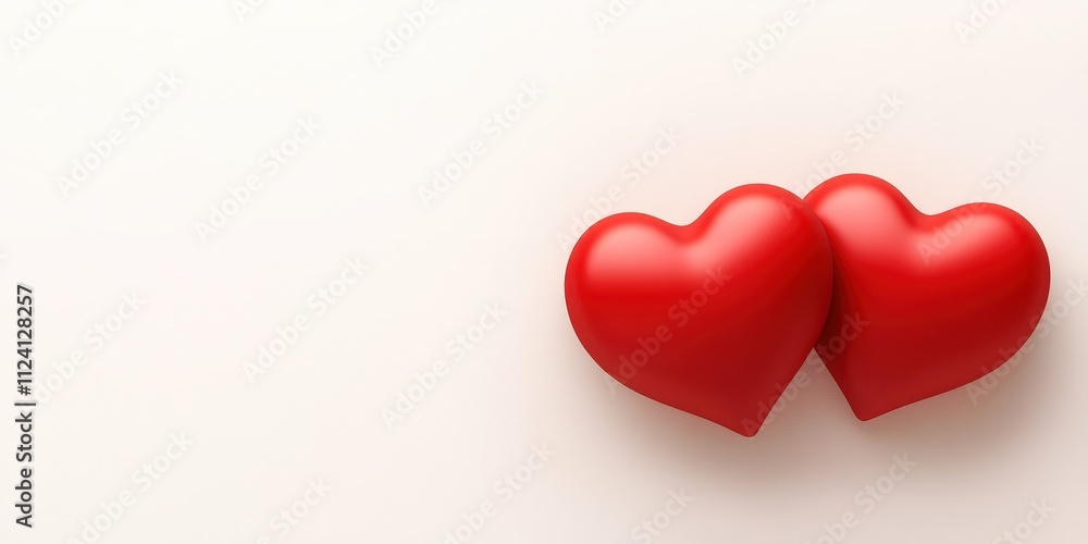 Two Red Hearts Providing a Symbol of Love and Affection on a Soft Background Two Red Hearts Providing a Symbol of Love and Affection on a Soft Background