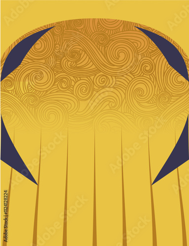 Yellow Swirl Pattern with Abstract Design Elements