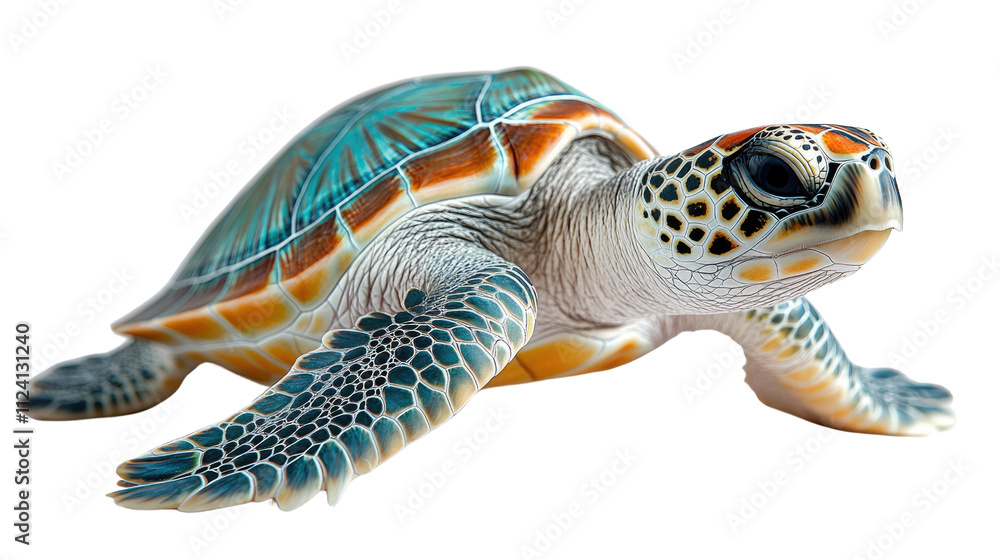 Fototapeta premium Sea turtle swimming in the ocean with a beautiful blue background