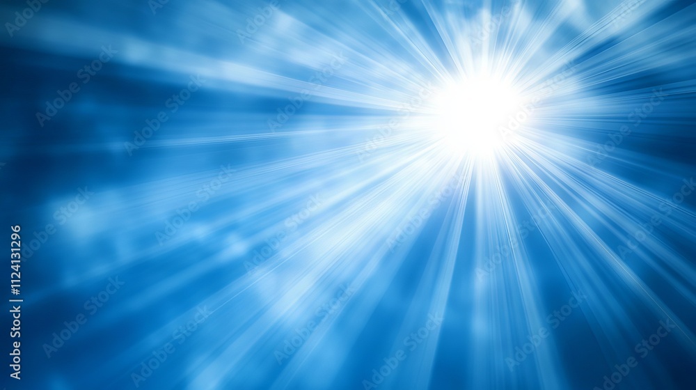 Shiny blue sunrays illuminating a cool winter sunlit sky, radiant light creating an icy and serene background Shiny blue sunrays illuminating a cool winter sunlit sky, radiant light creating an icy and serene background