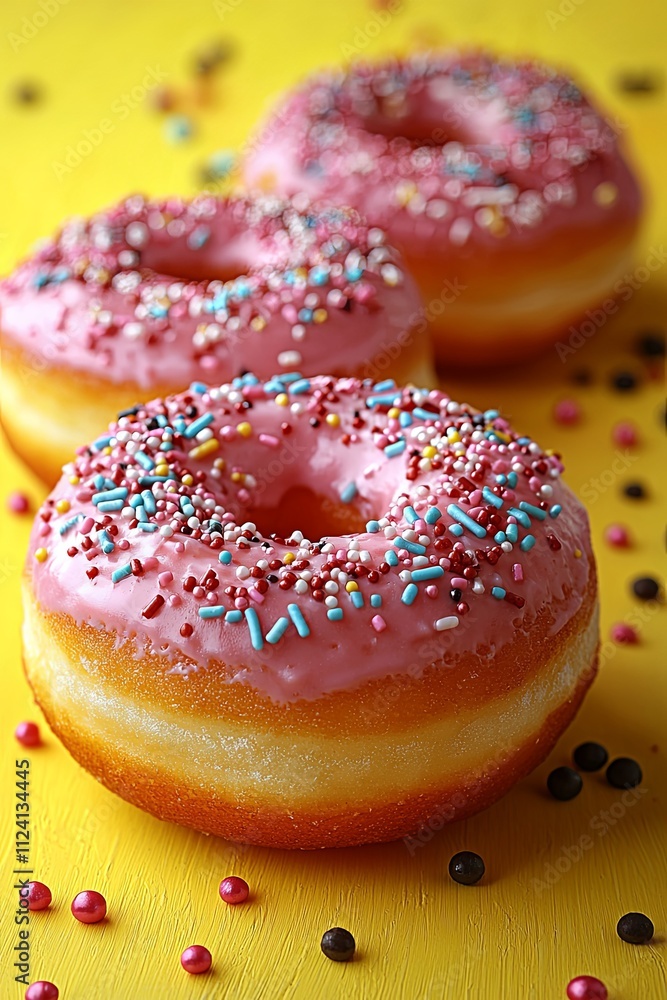 Pink Frosted Donuts with Colorful Sprinkles Pink Frosted Donuts with Colorful Sprinkles