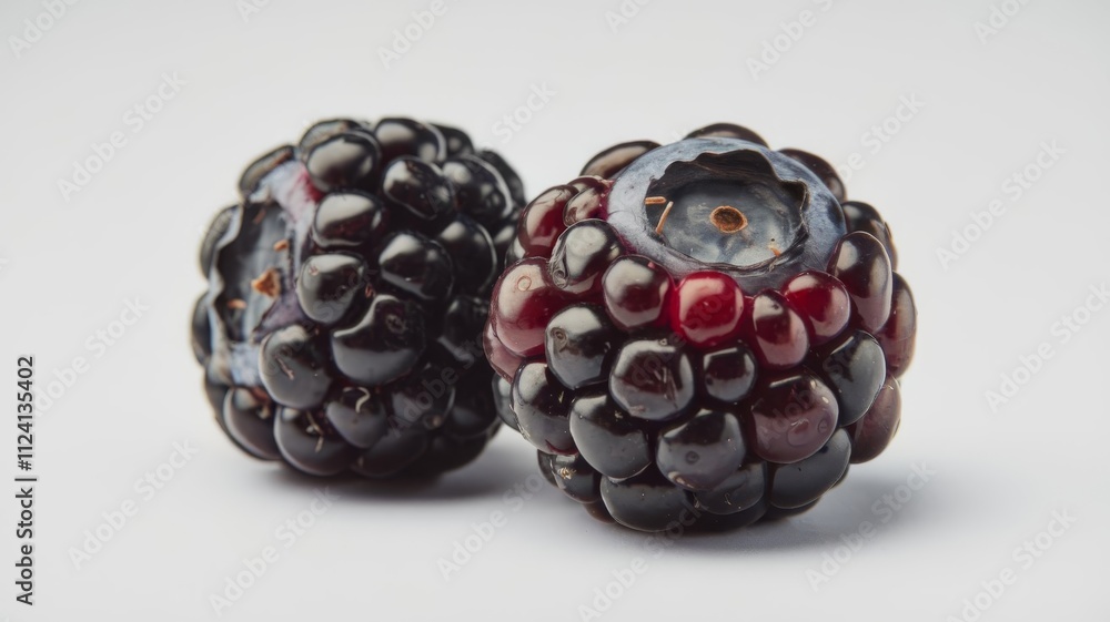 Two Fresh Blackberries Isolated on White Two Fresh Blackberries Isolated on White