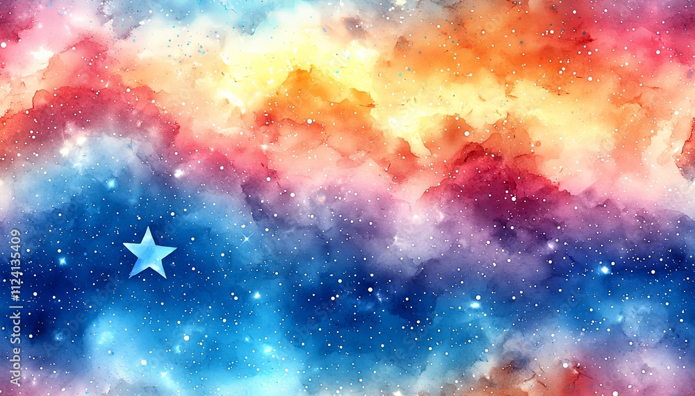 Whimsical Pastel Stars and Swirls in Watercolor Design Whimsical Pastel Stars and Swirls in Watercolor Design