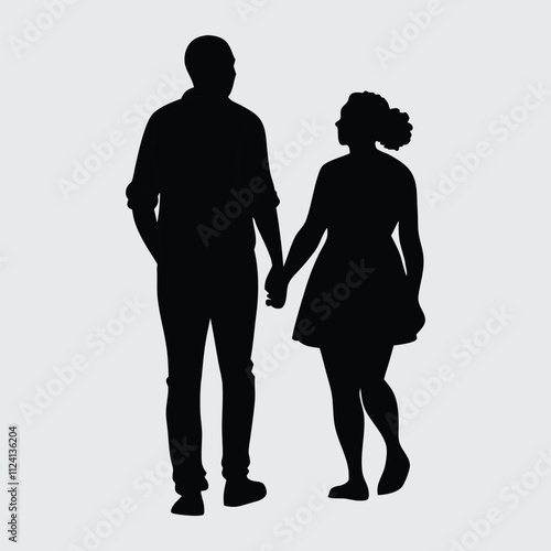  couple set silhouette vector art and illustration