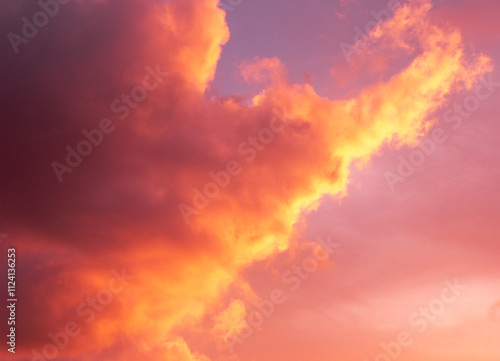 Clouds at sunset with an orange, pink and purple sky