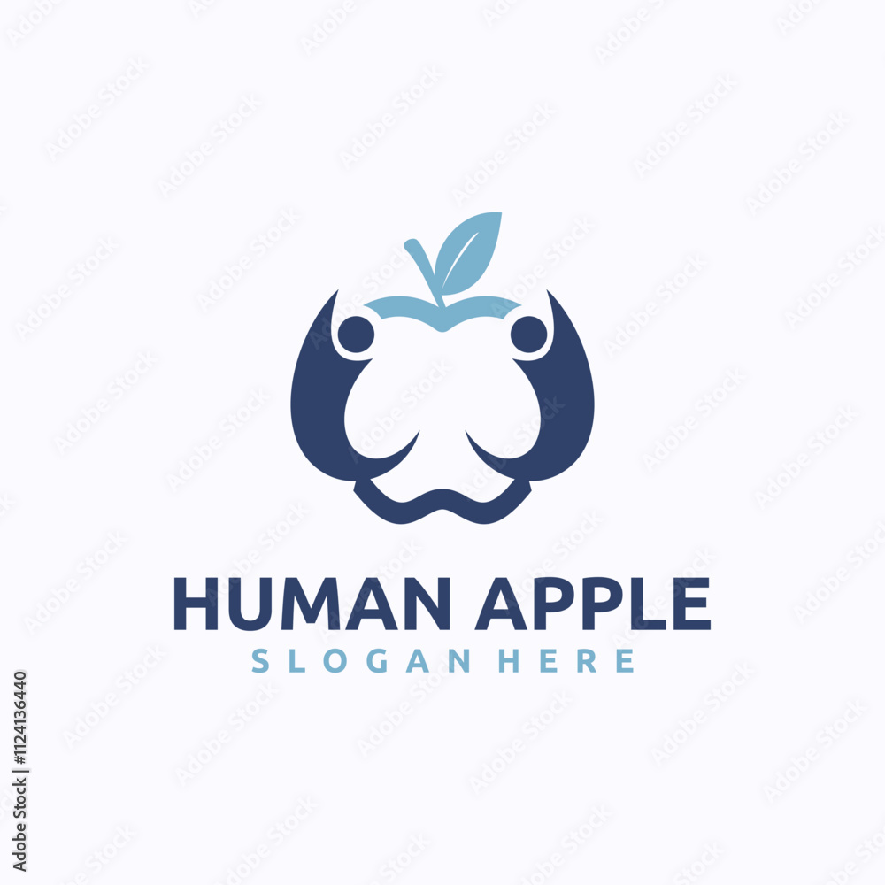 Obraz premium Apple Man logo design template. Healthcare concept. Creative vector symbol.