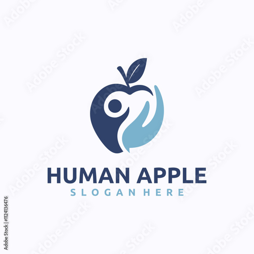 Apple Man logo design template. Healthcare concept. Creative vector symbol.