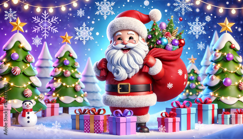 santa claus and christmas tree