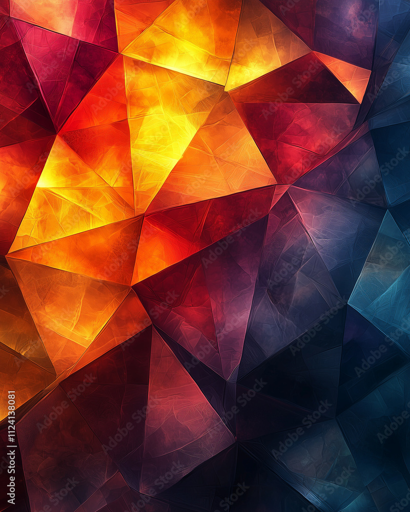colorful geometric triangles in a kaleidoscope of red, orange, and blue tones with a dynamic visual flow colorful geometric triangles in a kaleidoscope of red, orange, and blue tones with a dynamic visual flow