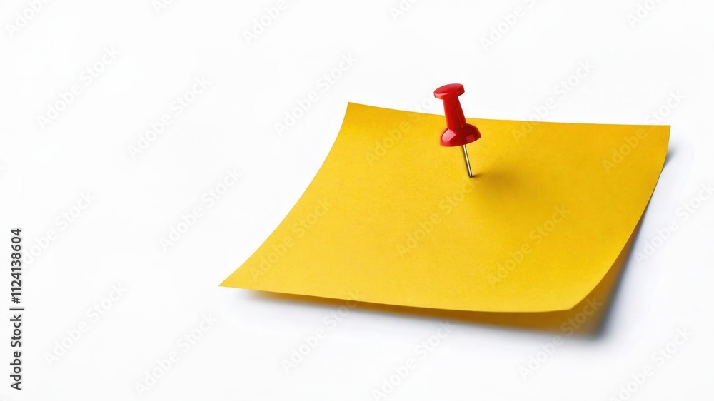 Yellow Sticky Note with Red Push Pin Yellow Sticky Note with Red Push Pin