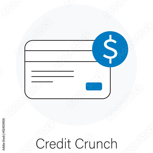 Credit Crunch Icon, Navigating Financial Challenges During a Credit Squeeze, Understanding the Causes and Consequences of a Credit Crunch, Vector