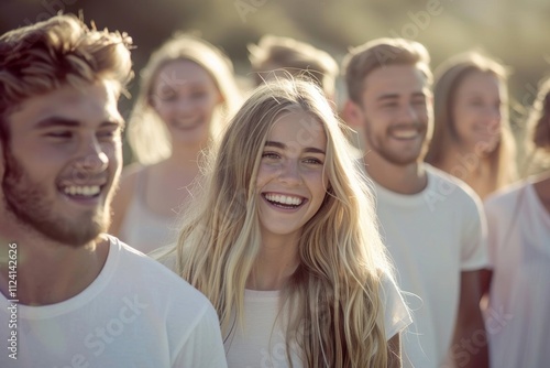 Group of friends having fun on a sunny day. Young people having fun outdoors.