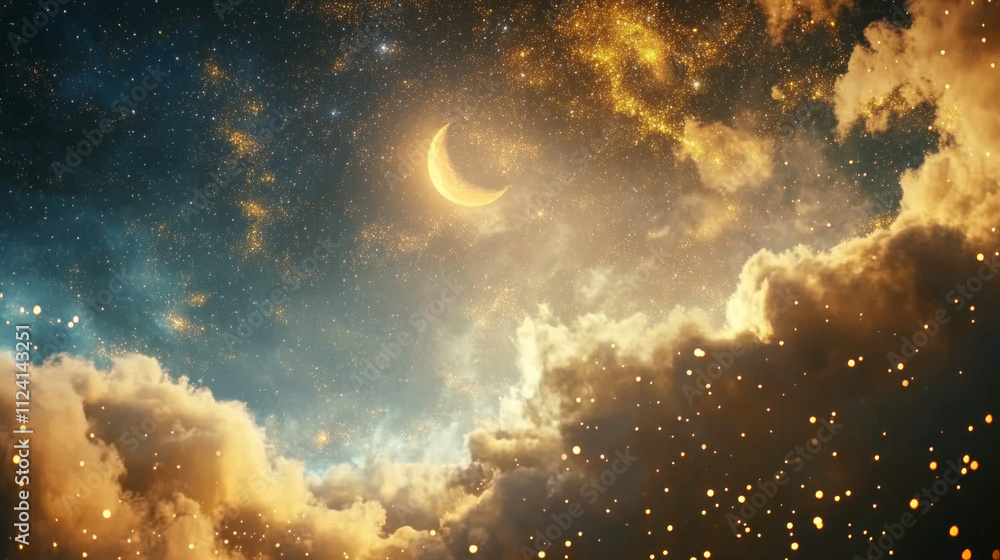 Fototapeta premium A celestial wonderland scene with floating clouds