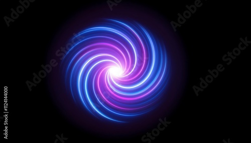 Abstract Swirling Neon Lights Purple Blue Spiral Energy Background