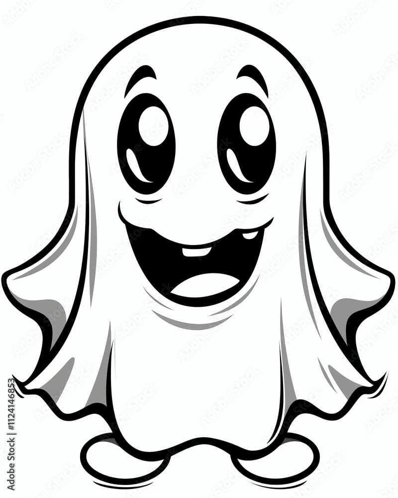 Obraz premium Cute ghost for halloween theme cartoon style black and