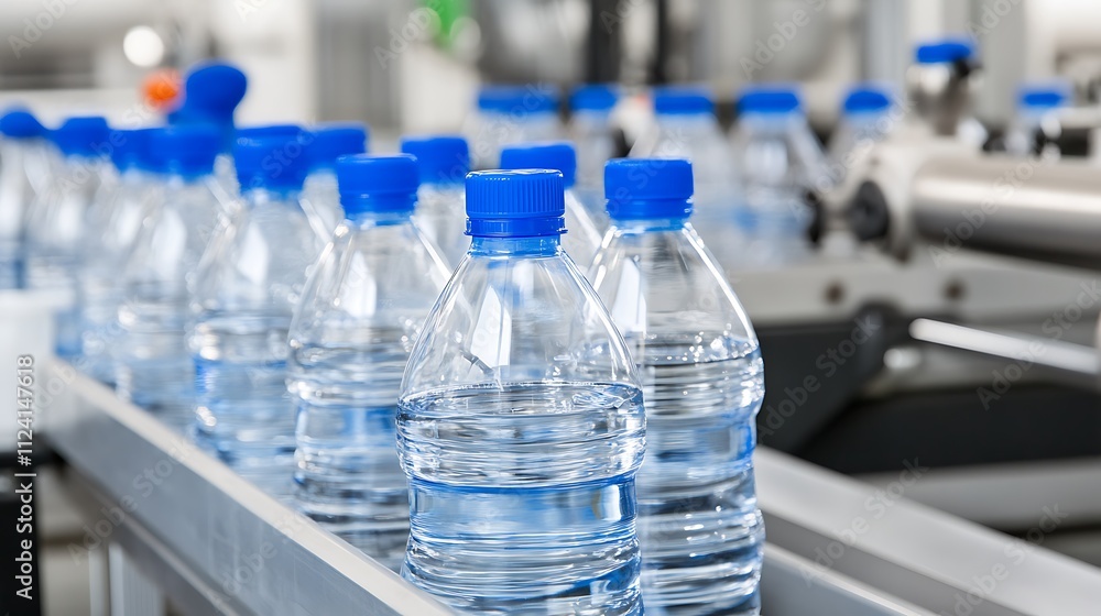 A Production Line of Bottled Water Ready for Distribution and Consumption A Production Line of Bottled Water Ready for Distribution and Consumption