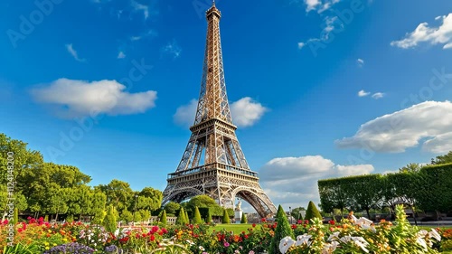 Paris Eiffel Tower in a Beautiful Sunny Day