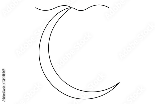 Ramadan symbol continuous one line drawing of moon icon Eid in simple outline vector illustration
