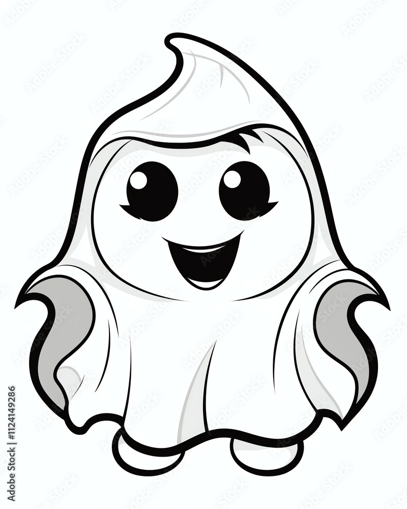 Fototapeta premium Cute ghost for halloween theme cartoon style black and