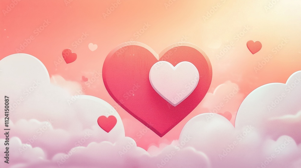 Romantic Heart Valentine Banner: Minimalist Pink Design Romantic Heart Valentine Banner: Minimalist Pink Design