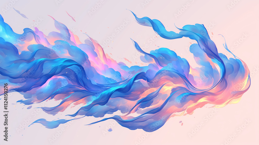 Fototapeta premium swirling abstract waves in shades of blue and pink creating a serene and dreamlike art piece