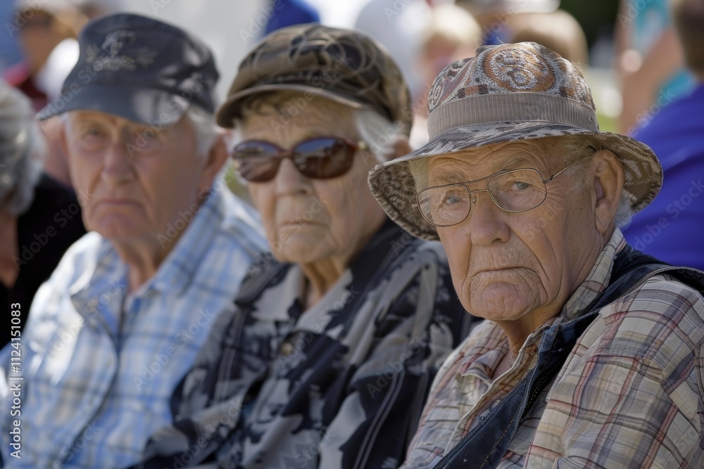 Portrait of an old man wearing a hat and sunglasses at the annual summer flea market Portrait of an old man wearing a hat and sunglasses at the annual summer flea market