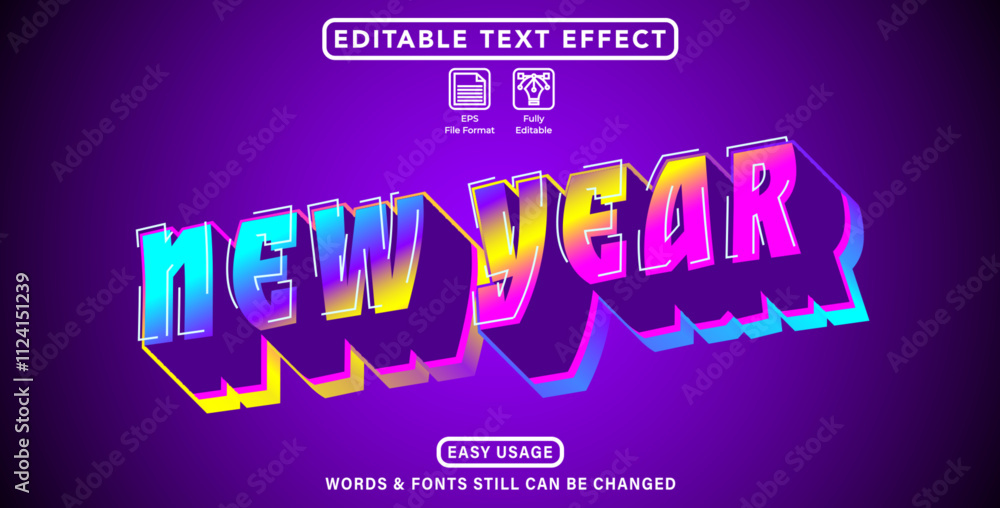 Obraz premium Editable text effect new year 2025 theme style