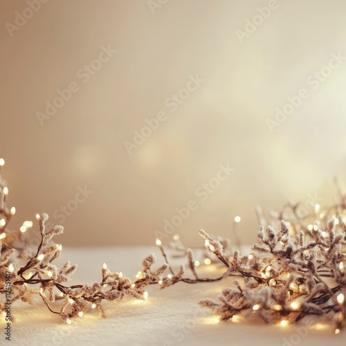 A soft, warm backdrop featuring illuminated branches adorned with delicate lights, creating a cozy and inviting atmosphere.