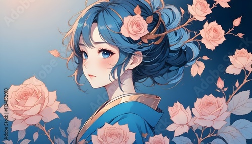 Clear Plain Shiny Warm Soft Vintage Bokeh Cloudy Wave Like Geometric Blue Background or Texture