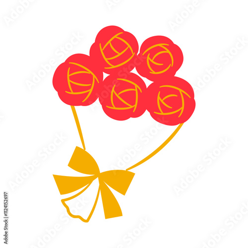 illustration of bouquet of five roses