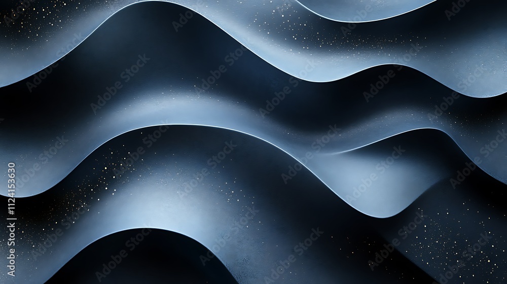 Abstract blue waves with gold glitter. Abstract blue waves with gold glitter.