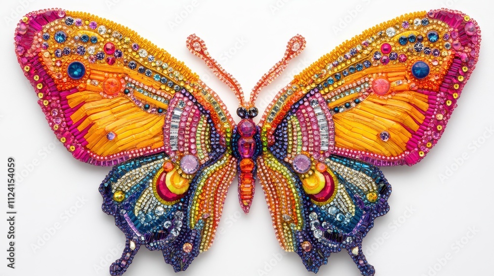Vibrant Beaded Butterfly Artwork. Vibrant Beaded Butterfly Artwork.