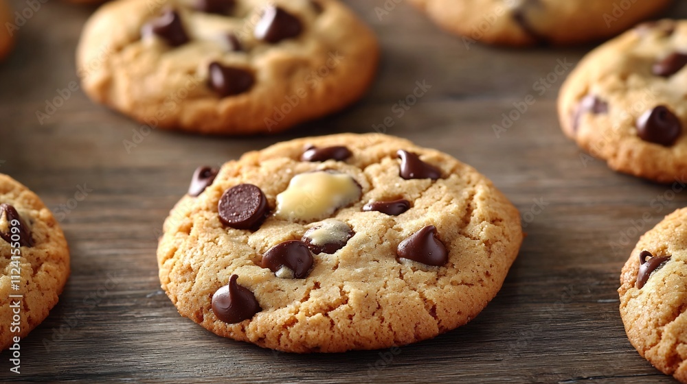 Decadent Homemade Chocolate Chip Cookies Cooling on Distressed Farmhouse Table Decadent Homemade Chocolate Chip Cookies Cooling on Distressed Farmhouse Table