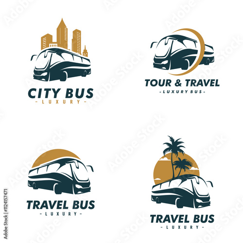 Set of tourist bus logo