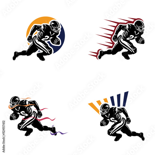 Running American football player logo silhouette