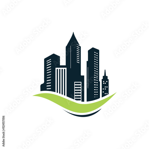 Green city logo design vector template