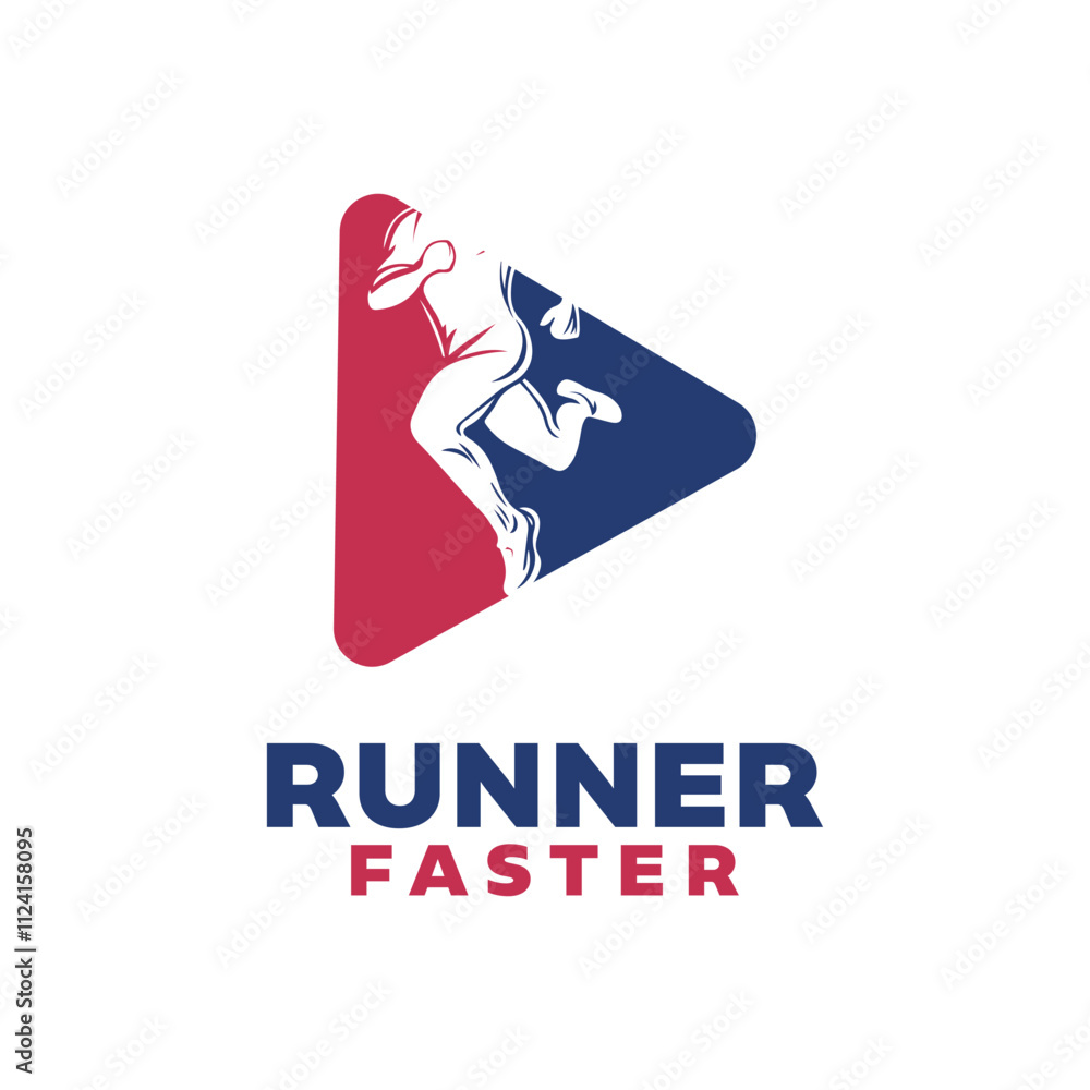 Obraz premium Vector logo silhouette of a runner running