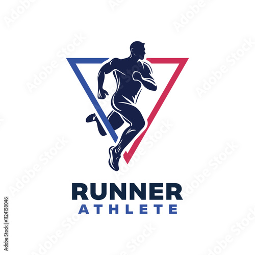 running athlete logo design template
