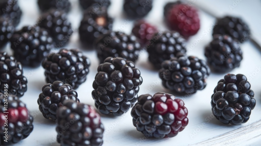Perfectly Ripe Blackberries Displayed on White Perfectly Ripe Blackberries Displayed on White