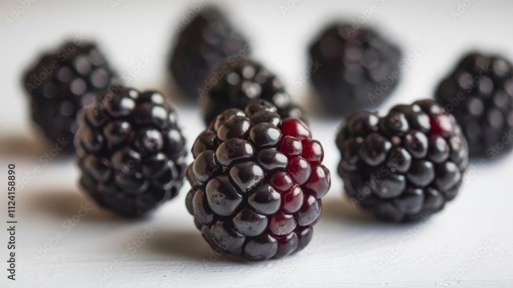 Perfectly Ripe Blackberries Displayed on White Perfectly Ripe Blackberries Displayed on White