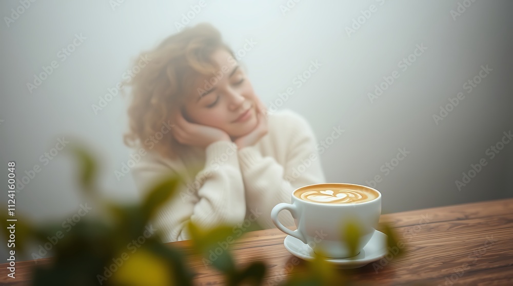 Charming red-haired woman with curly hair sitting in a cozy café, resting her face on her hands, gazing dreamily, warm ambient lighting, relaxed atmosphere, depth of field effect
Charming red-haired woman with curly hair sitting in a cozy café, resting her face on her hands, gazing dreamily, warm ambient lighting, relaxed atmosphere, depth of field effect