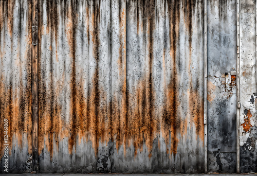 Old gray and brown concrete wall. Concrete background. Rusty with gray and brown concrete wall, background. Grunge concrete wall. Old with cracks concrete wall background.