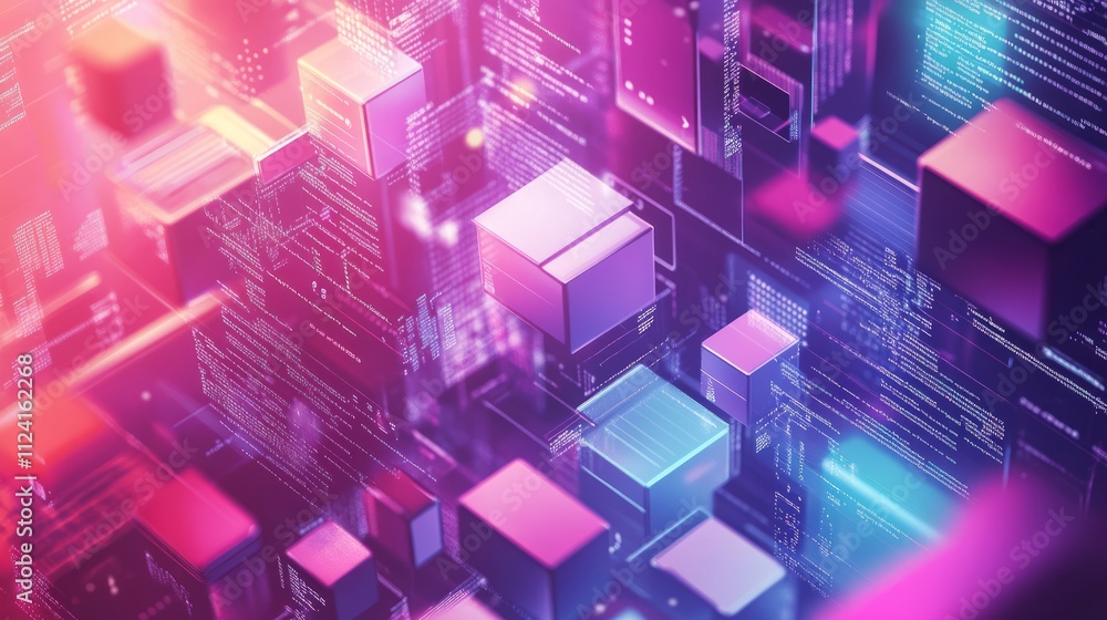 Abstract digital data blocks and code. Abstract digital data blocks and code.